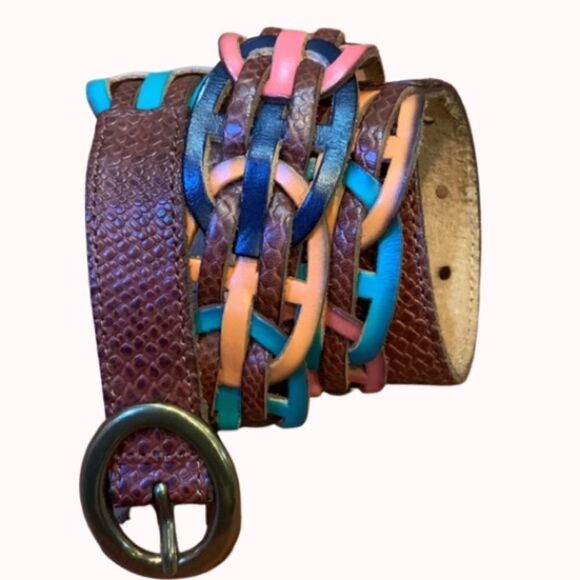 Fossil multicolor leather link belt Size  Small S - Picture 1 of 12